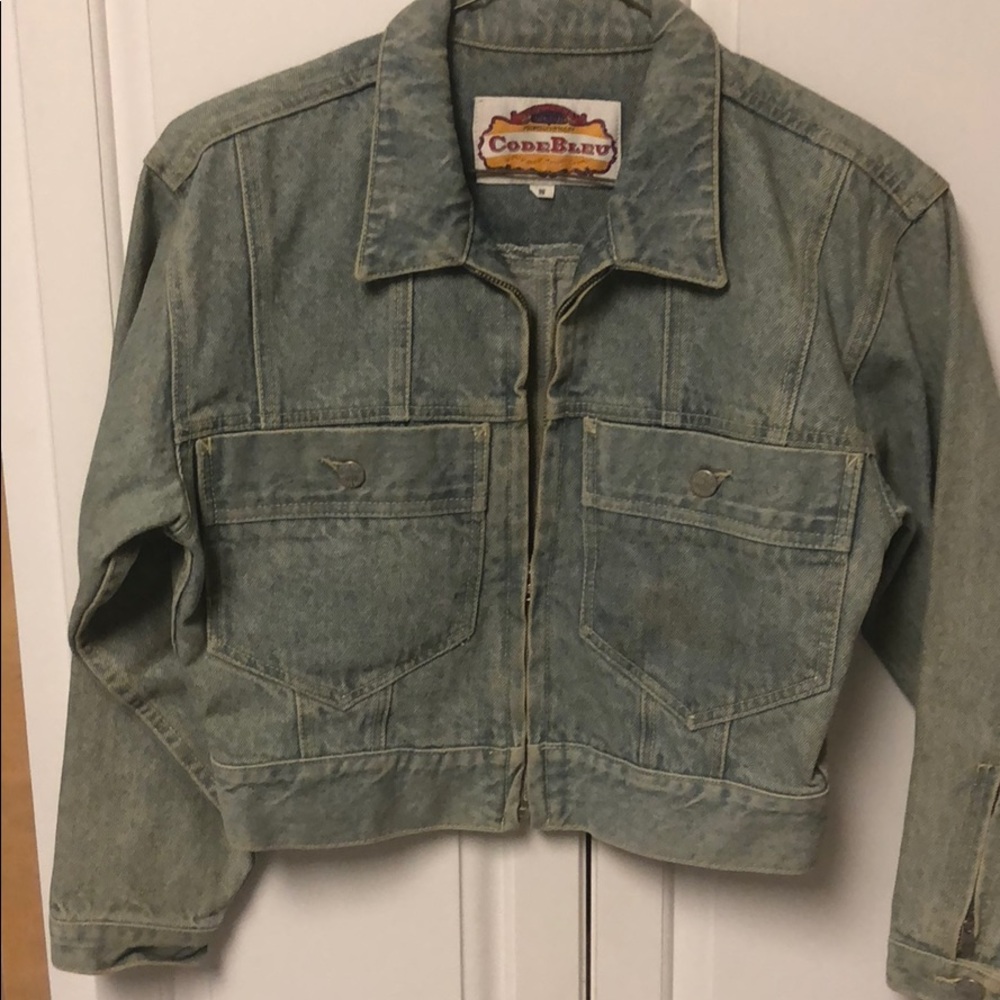 Code blue zipper jean jacket.